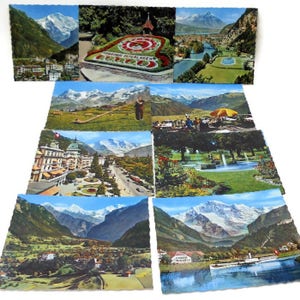 Photoglob-Wehrli A. G.. Set mit 10 Farbfotos, die Szenen der Interlaken Schweiz. 1950 Postkarten Schweiz Zürich