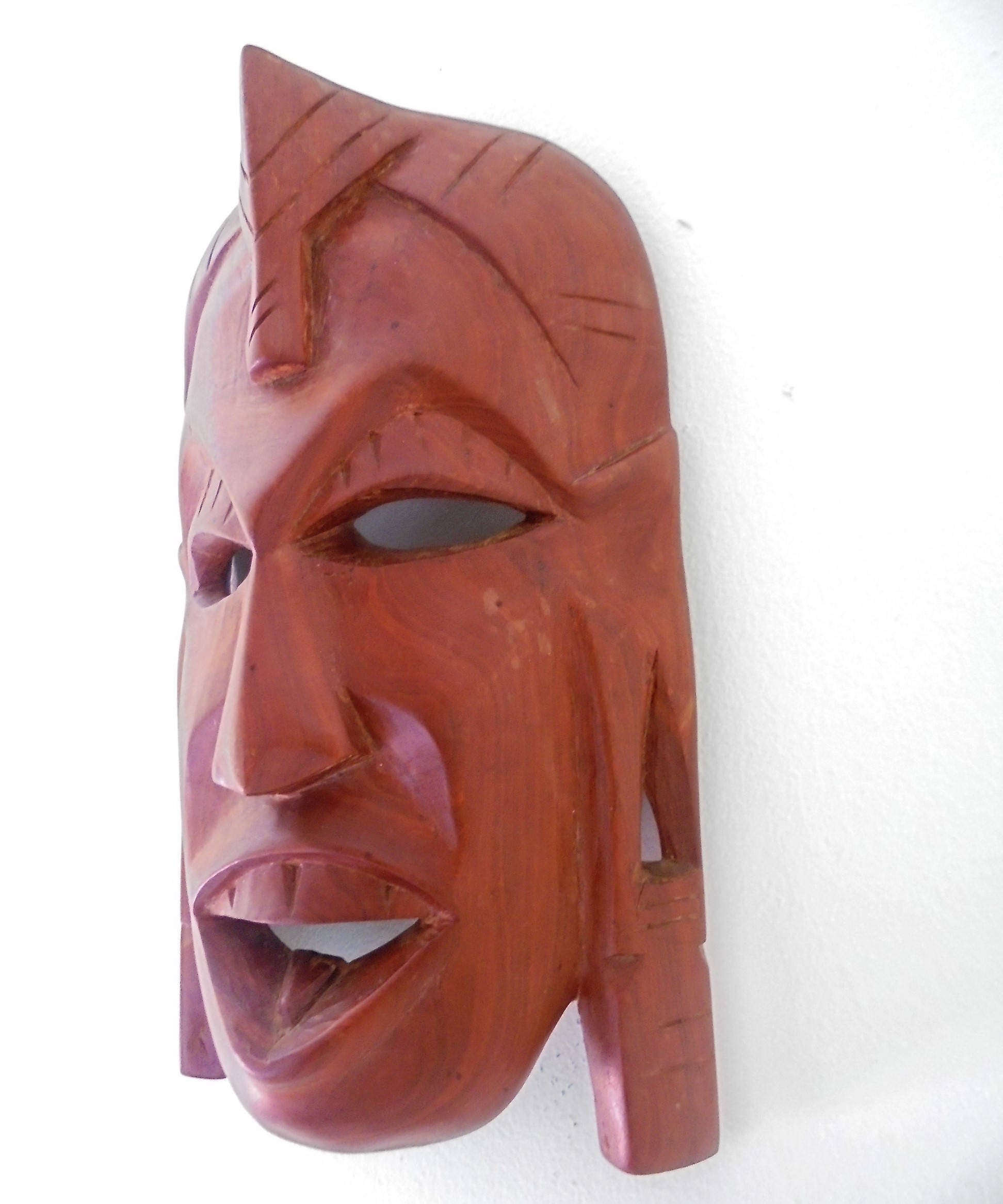 African Hand Carved Wooden Wall Mask Made In Zoom