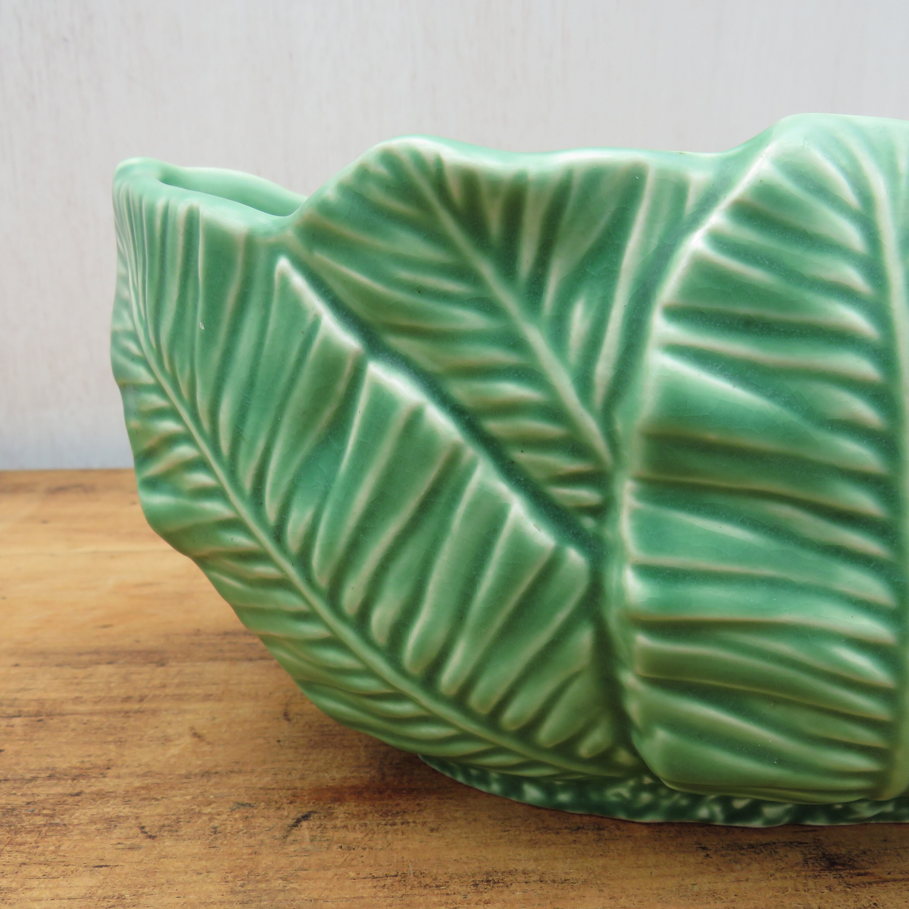 Sylvac Palm Leaf Large Oval Bulb Planter Vase , Rare Pattern 3716