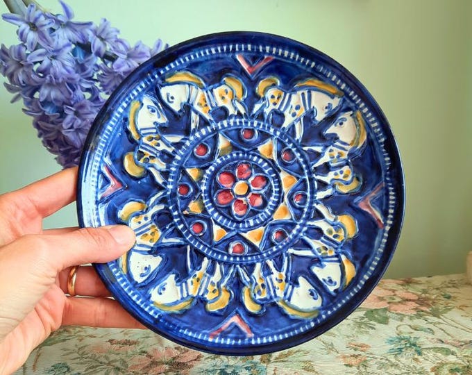 Vintage Amalfi Wall Plate With Hand Painted Donkeys Made In Italy D 8 inches,  Mediterranean Wall Decor