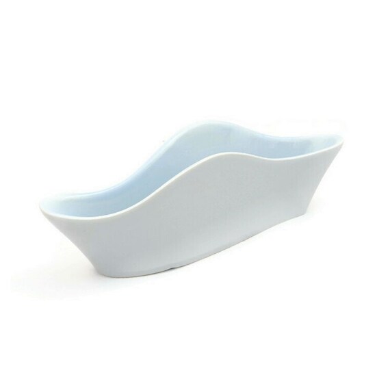 Mid Century Poole Pottery Free Form Through Posy Vase in Ice Blue.