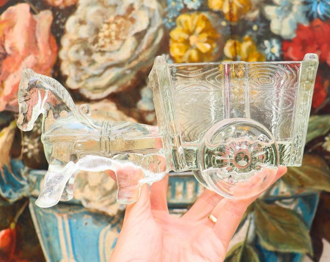 Mid Century Jeanette Glass Donkey Cart Candy Dish - USA