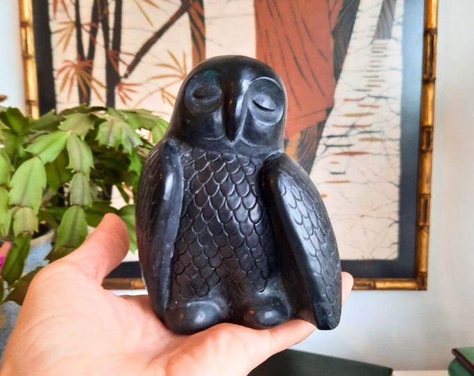 Mid Century Aardvark Canada Soaptone Owl Figurine Made In 1972,Canadian Native Owl