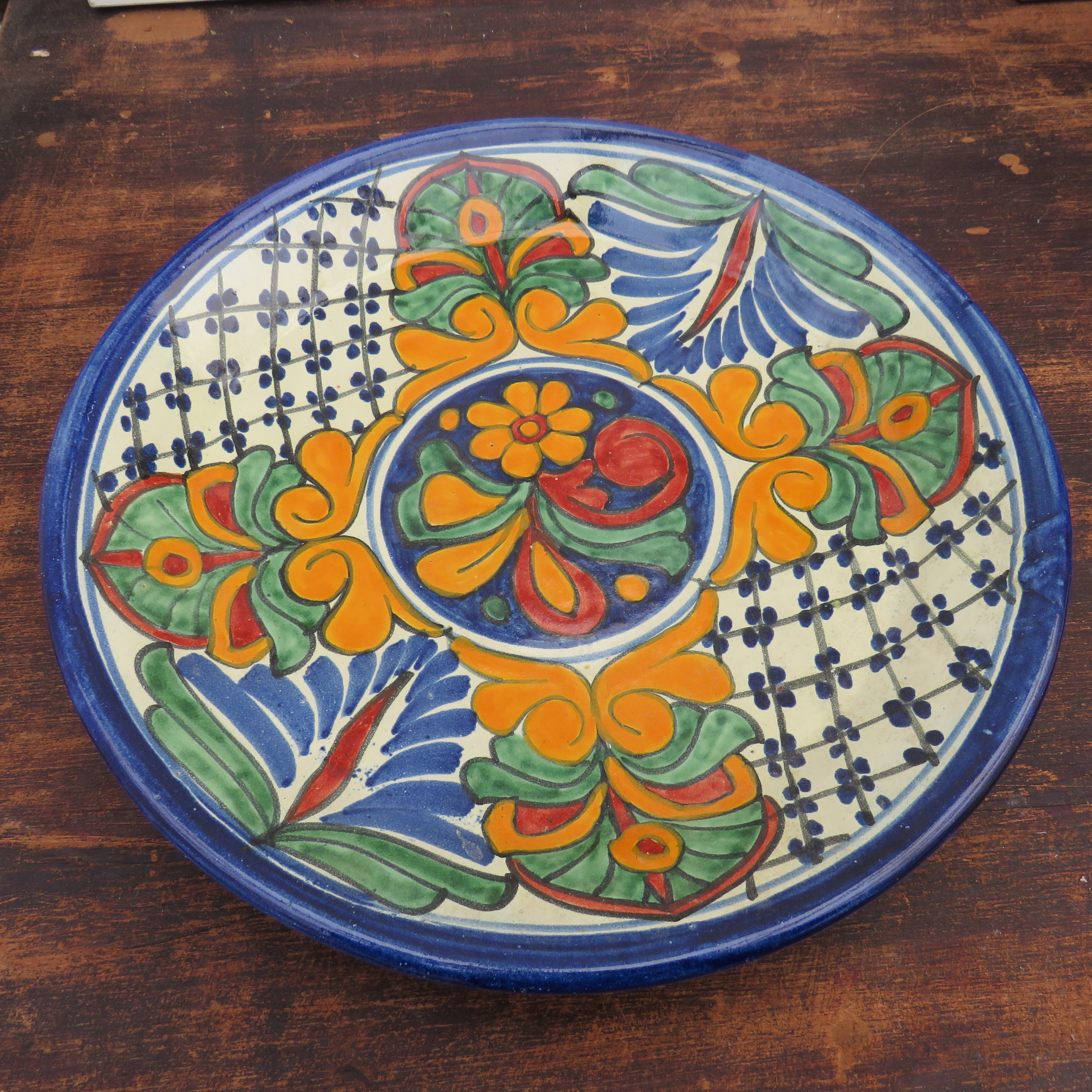 Decorative Mexican Hand Painted Ceramic Wall Plate 29.5 cm .Talavera