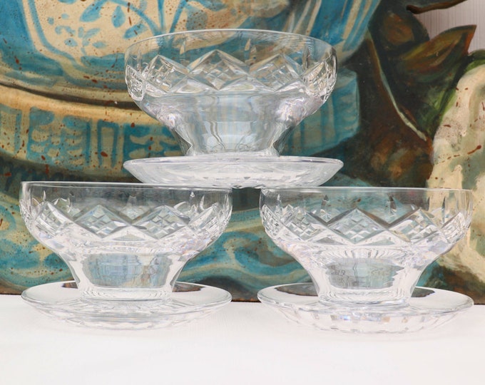 Art Deco Stuart Crystal Dessert Bowls - Shelia Pattern - Set of 3