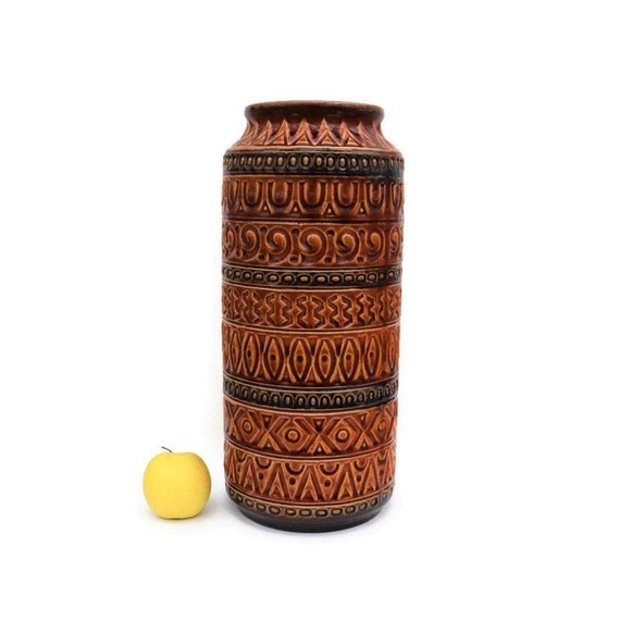 Mid Century Modern West Germany Floor Vase By Bay Keramik Pattern 92 40 H 16''
