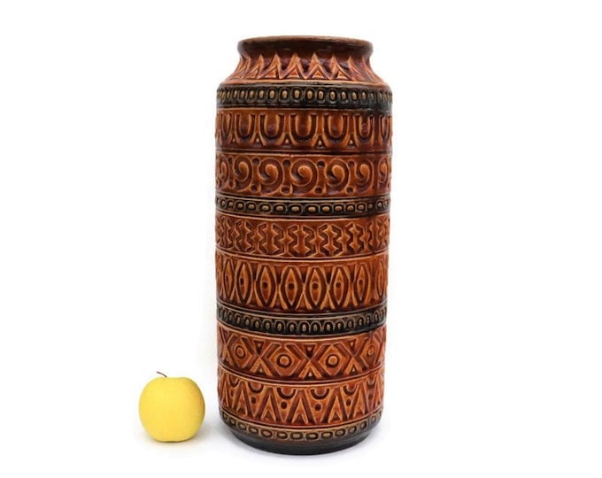 Vintage Bay Keramik Floor Vase: West Germany MCM Pattern 92 40