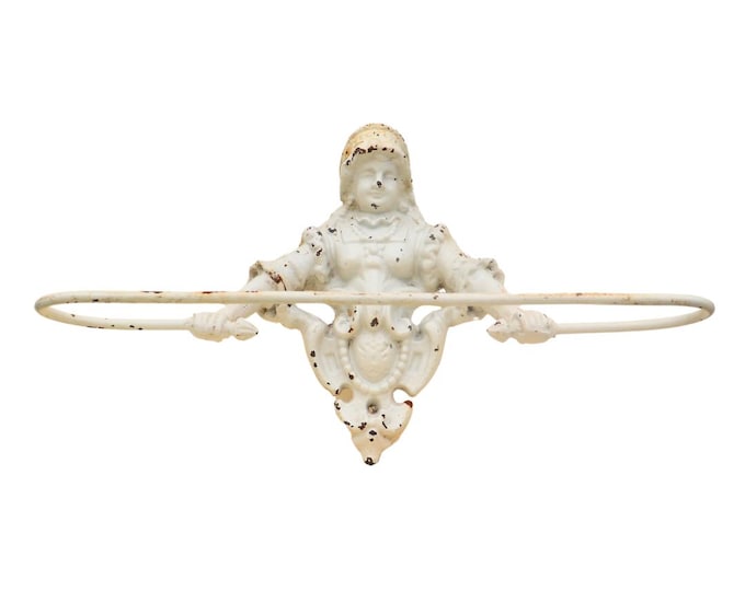 Antique Cast Iron Maiden Towel Holder: Ornate Bathroom Decor
