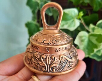 Small English Brass Sanctuary Church Bell Leo Aquila Agnus Pelicanus By Peerage, Victorian Style Brass Bell, Gift for a teacher