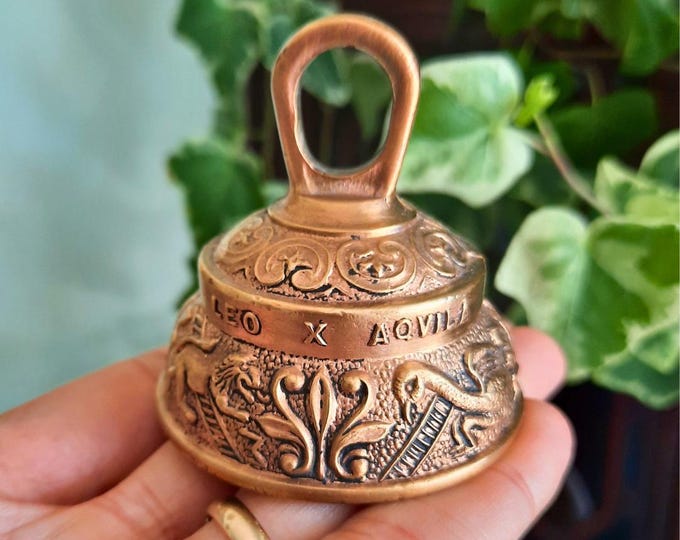 Small English Brass Sanctuary Church Bell Leo Aquila Agnus Pelicanus By Peerage, Victorian Style Brass Bell, Gift for a teacher