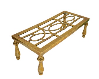 Antique Brass Fireside Trivet, Victorian Fireside Decor Trivet By William Tonks and Sons, Planter Pedestal