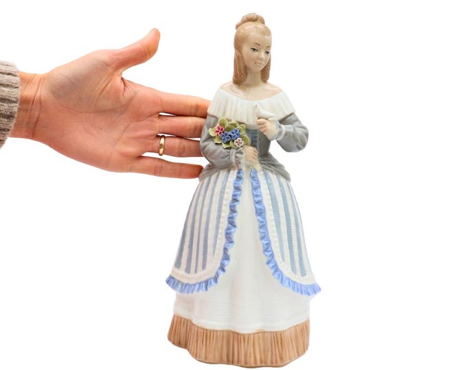 Torralba Porcelain Crinoline Lady Figurine: Spanish Dove & Flowers Decor