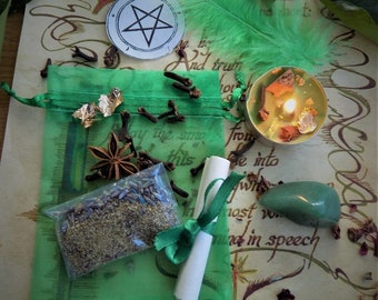 Wealth Spell Kit Ritual Magic Money Witchcraft Wicca Pagan Handmade Candle