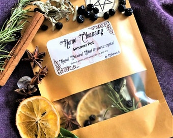 Simmer Pot for Home Cleansing Magical Wiccan Blend with Crystal Magical Herb Blend
