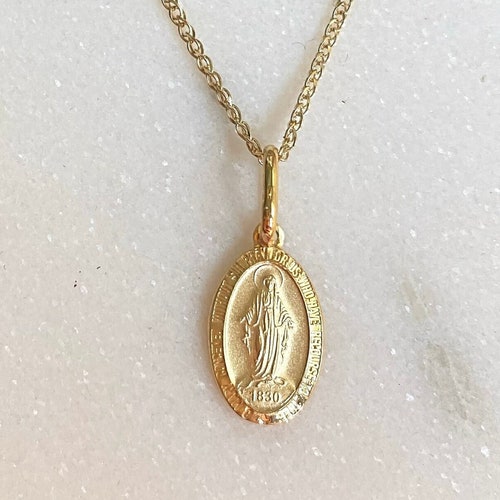 14K Gold Miraculous Medal Necklace 