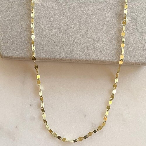Diamond Cut Gold Necklace Necklace Gold Chain Mirror 14K 14K Etsy