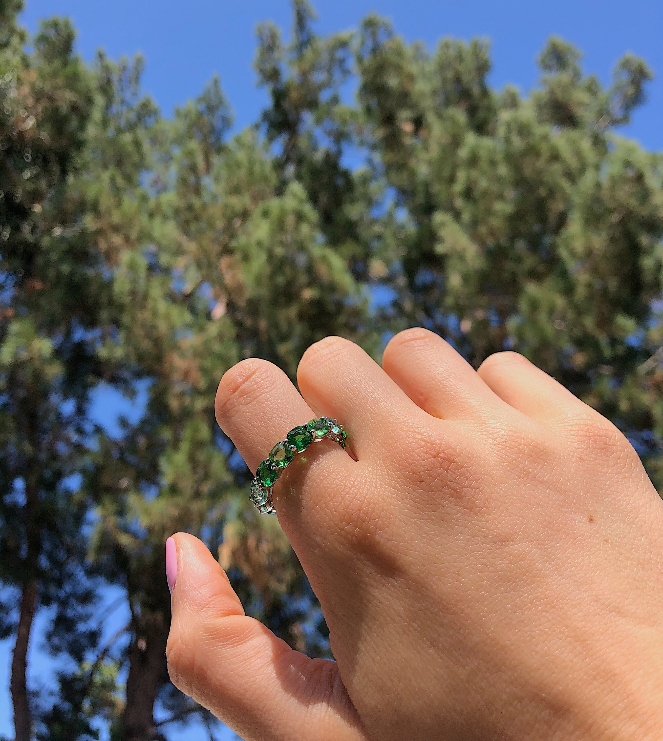 Ombre Eternity Ring Round cut Eternity Band Sterling Silver