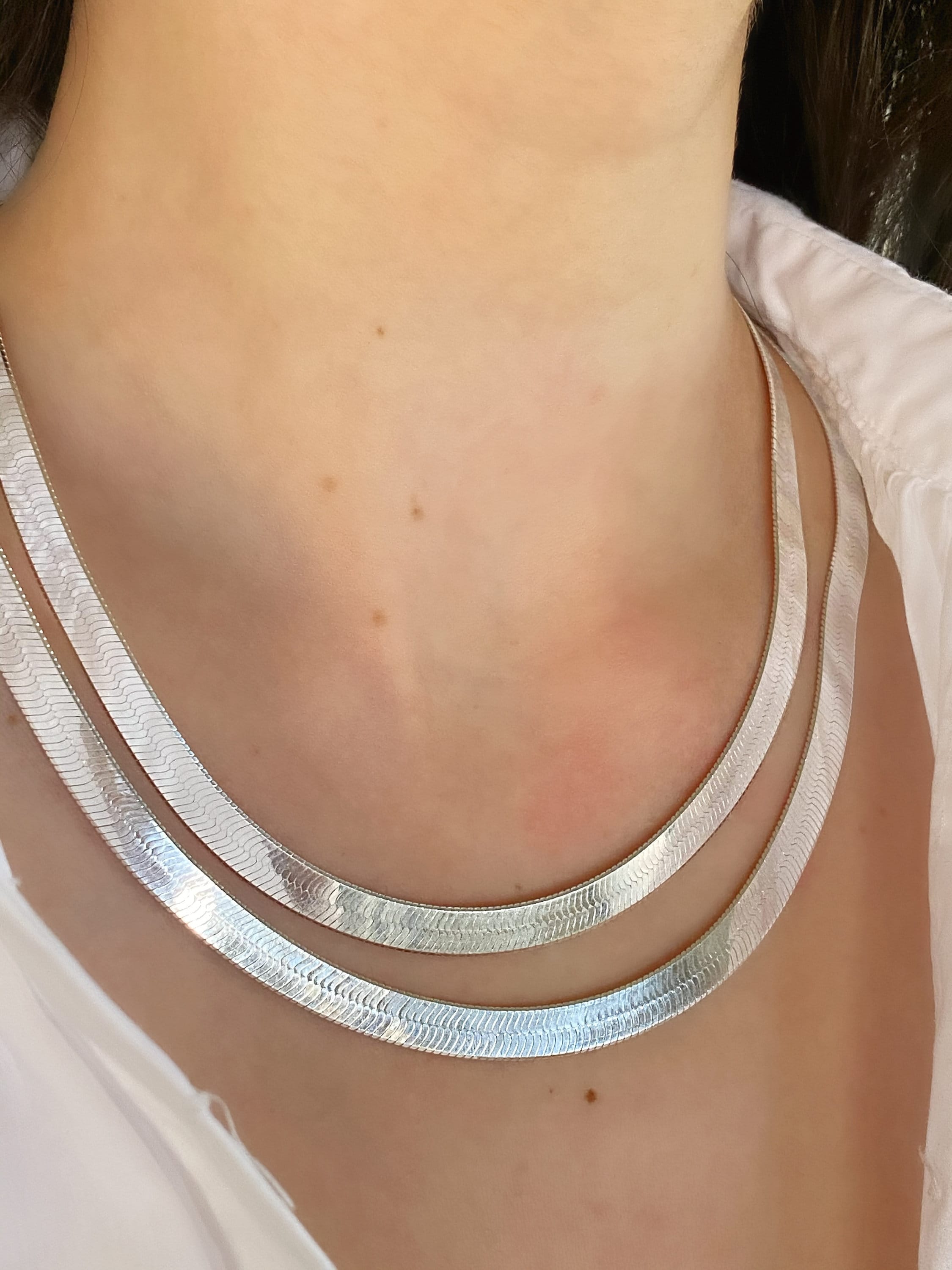 Sterling Silver Herringbone Chain 7mm Silver Herringbone Etsy