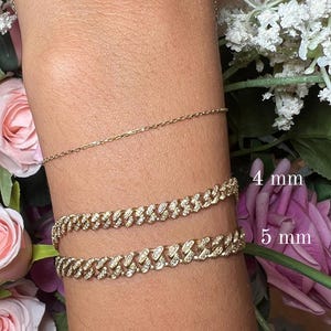 Diamond Miami Cuban Link Bracelet in 5 mm, 14K Solid Gold Miami Cuban Chain, Natural Diamond Bracelet, 14K Gold Cuban Bracelet