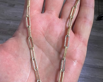14K Gold Diamond Paperclip Chain Necklace, 0.60 ct tw