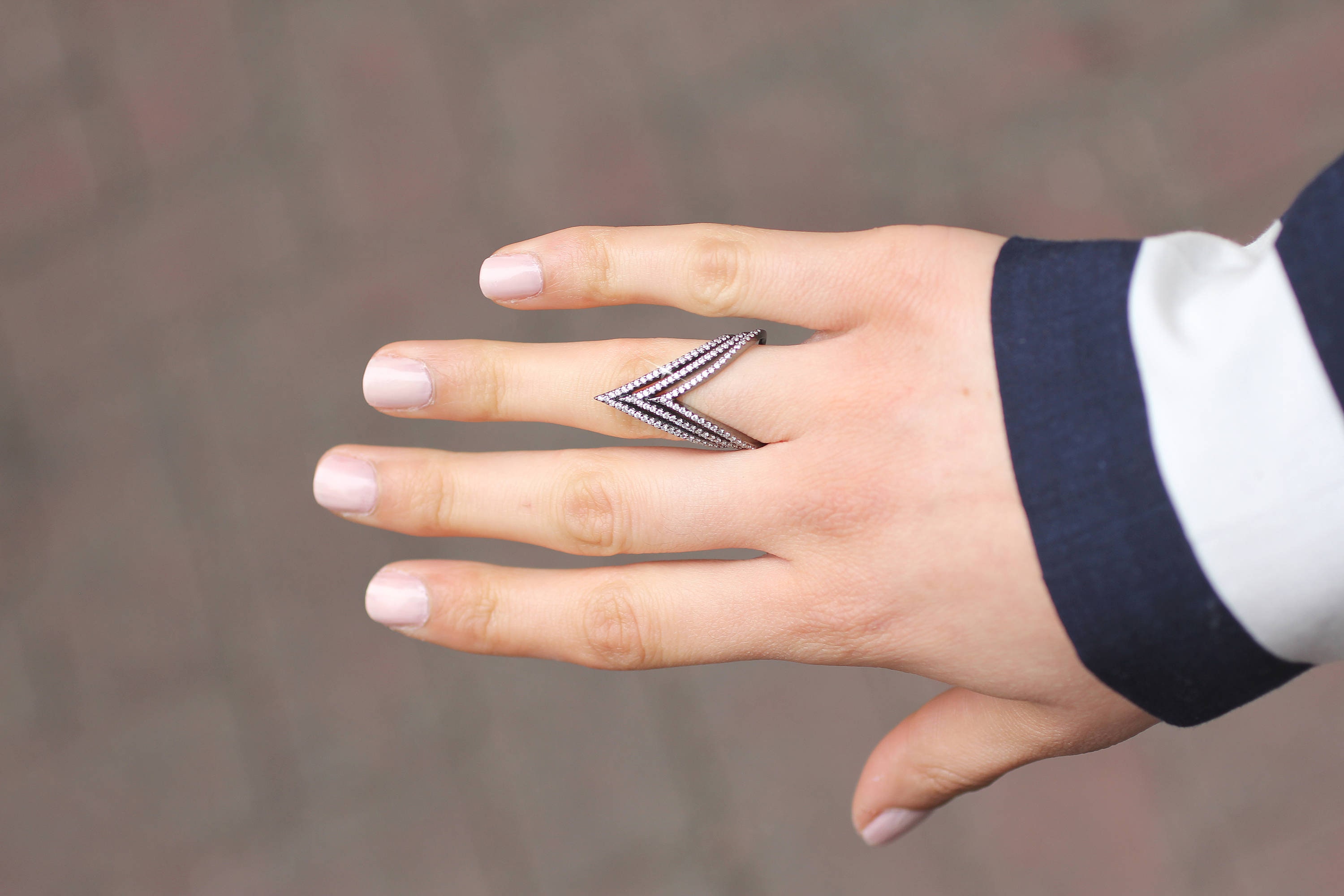 Index Finger Ring, Silver Chevron Ring, Gold Geometric Ring