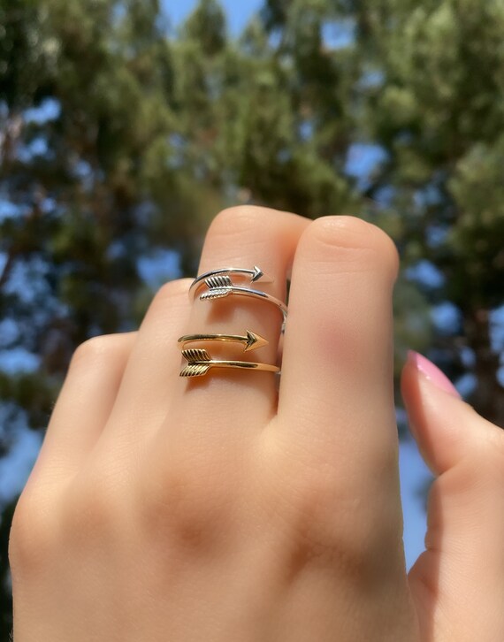 14k Yellow Gold Adjustable Lightweight Wrapped Arrow Ring 14k Yellow Gold Adjustable Lightweight Wrapped Arrow Ring