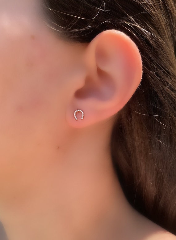 Horseshoe diamond earrings deals