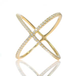 Criss Cross Silver Ring, X-Ring in 14K Gold Vermeil, Gold Criss Cross Ring for Her