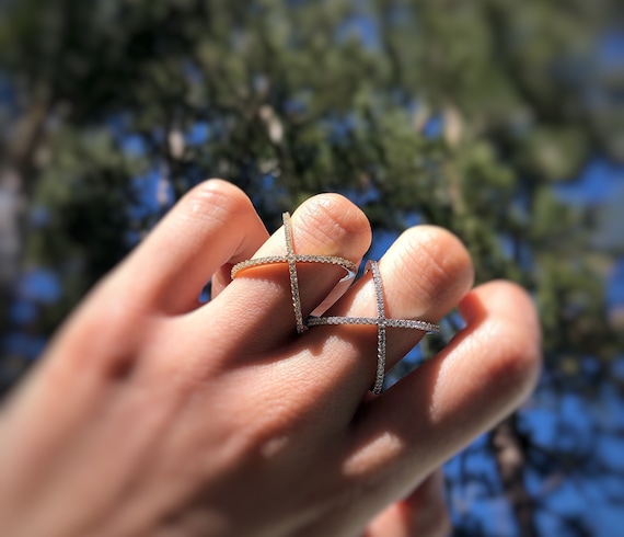Criss Cross Silver Ring, X-ring in 14K Gold Vermeil, Gold
