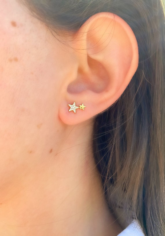 14K Gold Moon and Star Earrings 14K Gold Moon and Star Earrings