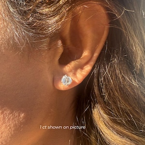 2 Ct Diamond Stud Earrings, Round Cut Lab Diamond Studs, 14K Gold Diamond Earrings, Certified Diamond Earrings, Bezel Setting, Ready to Ship