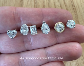 14K Gold 2 Ct Heart Lab Diamond Studs