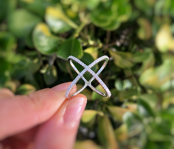 17号　　OX JEWELRY High-End Annulus Ring Criss Cross Silver Ring, X-ring in 14K Gold Vermeil, Gold