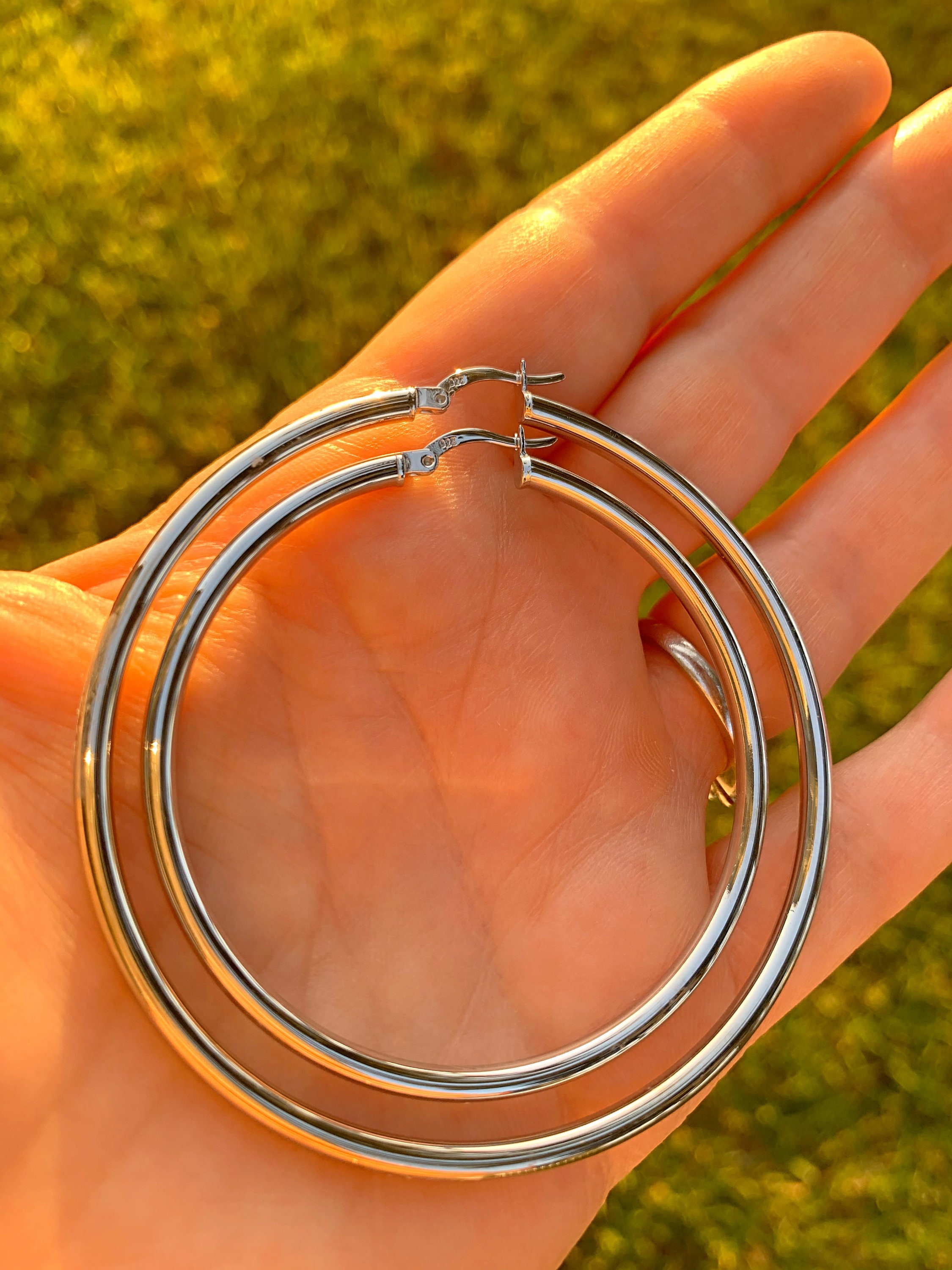 Sterling Silver Hoop Earrings Small Medium Large Size Hoops Etsy