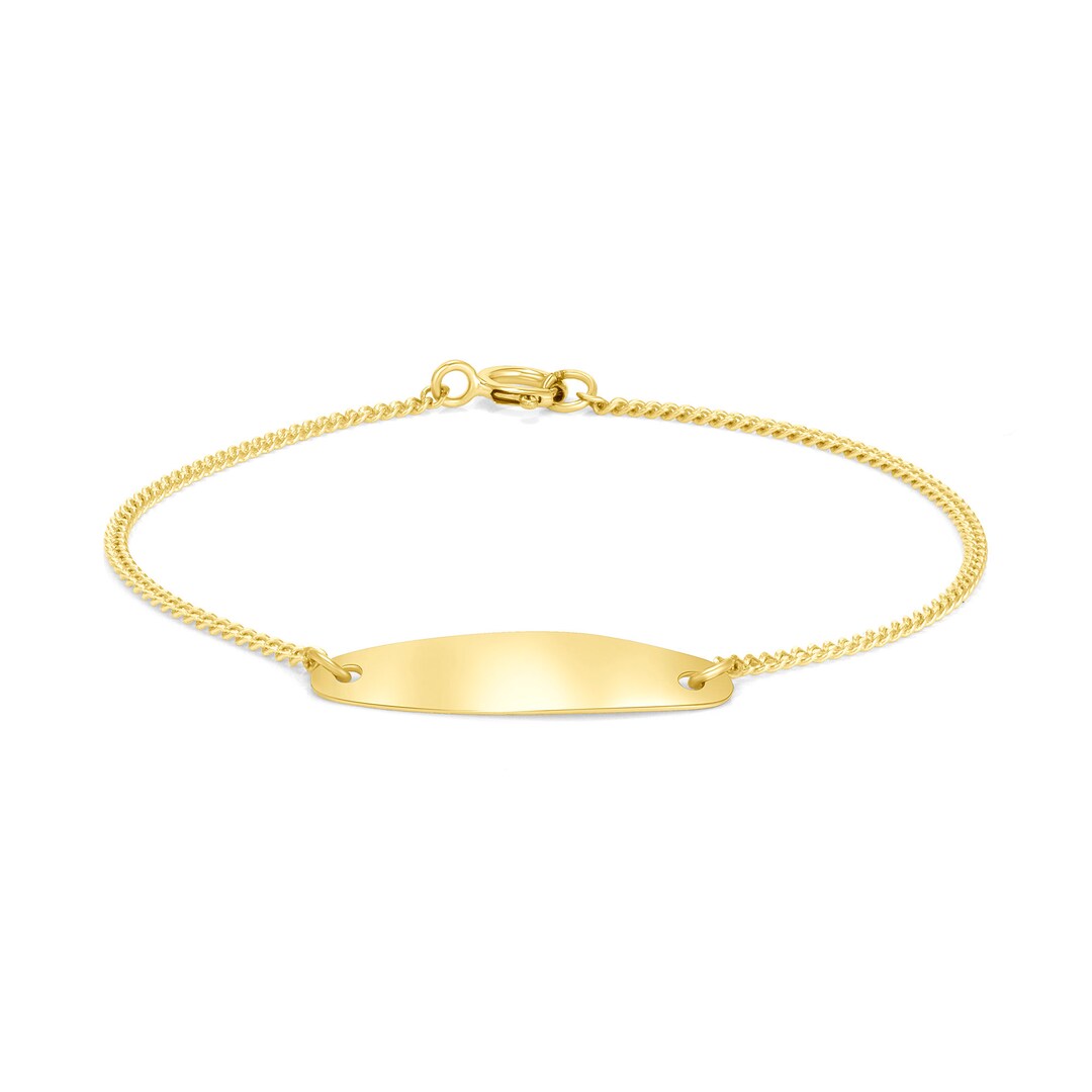 14K Solid Gold Baby ID Bracelet, 14K Gold Children ID Bracelet, Nameplate Bracelet, Customized