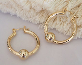Gold Ball Hoop Earrings | Ball Hoops | Gold hoop earrings | Dainty ball earrings | Small hoop earrings