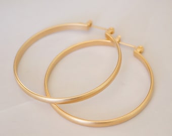 Flat Gold Hoop Earrings | Large Hoop Earrings | Wide Gold Hoop Earrings | Dainty Gold Hoops