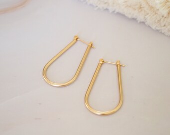 Teardrop Hoops | Dainty Gold Plated Hoops | Large Hoop Earrings | Light Hoops | Everyday wear Hoop Earrings | Drop Hoops