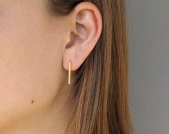 Gold bar earrings | Modern earrings | Geometric stud earrings | Minimalistic earrings | Everyday gold earrings | Super lightweight earrings