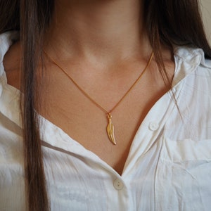 Feather Necklace - Gold Feather Necklace
