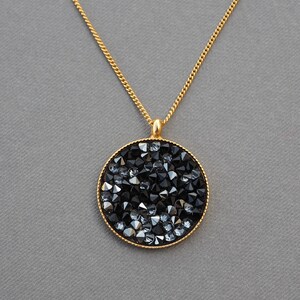 Crystal gold necklace |  Gold Swarovski necklace | Gray rhinestone necklace | Gold pendant necklace | Swarovski gold necklace
