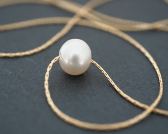 White pearl necklace | Dainty pearl necklace | Minimalist pearl necklace | Fresh water pearl | Gold pearl necklace | Pearl ball necklace