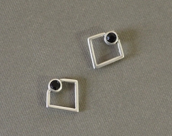 Silver geometric earrings | Swarovski stud earrings | Modern earrings | Geometric stud earrings | Minimalistic stud earrings | silver studs