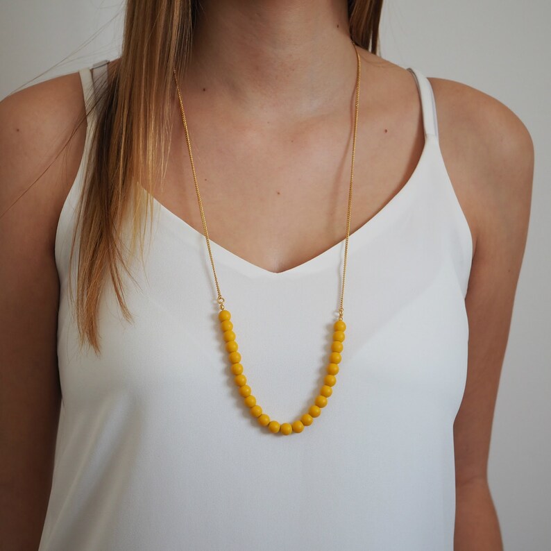 Summer jewelry Boho chic jewelry Long orange necklace For her Minimalist long necklace Fashion long necklace Long gold necklace