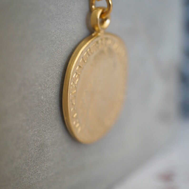 Roman Coin Pendant Delicate Gold Coin Dainty Necklace Etsy