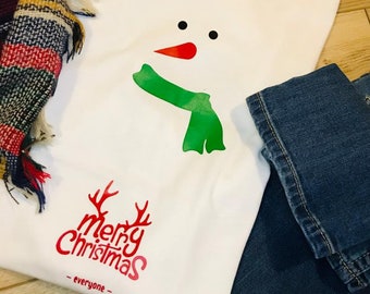 Snowman Face T-shirt - Kids Christmas T-shirt - Children's Christmas T-shirt - Christmas Gift - Christmas T-shirt