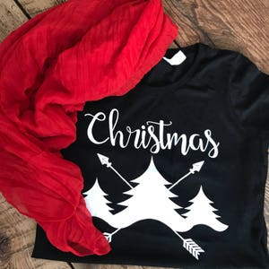Christmas T-shirt - I Believe T-shirt - Women's Christmas T-shirt- Gold t-shirt - Christmas T-shirts - christmas tshirt - christmas trees