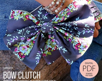 Bow Clutch with Slip-Through Pleated Hand Hold – PDF Sewing Pattern