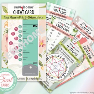 Sewing Cheat Card Set Instant PDF Download: Six Need-to-Know Tip Cards for Measuring, Figuring, Converting & More in a Handy Biz Card Size