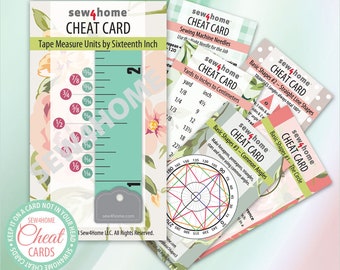 Sewing Cheat Card Set Instant PDF Download: Six Need-to-Know Tip Cards for Measuring, Figuring, Converting & More in a Handy Biz Card Size